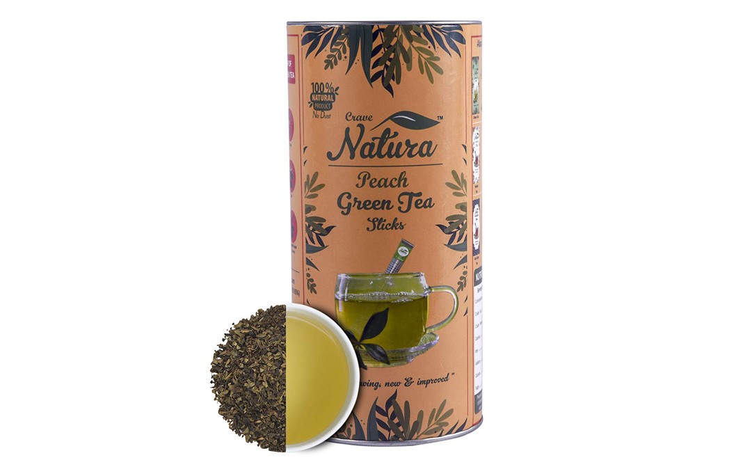 Crave Natura Peach Green Tea Sticks    Container  40 grams